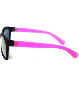 Wayfarer Matte Reflective Mirror Lens Sunglasses Soft Finish Colored Frame - Black - Pink Frame Lens - CP11N52CUFZ $18.22