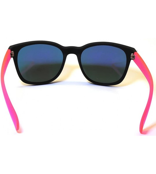 Wayfarer Matte Reflective Mirror Lens Sunglasses Soft Finish Colored Frame - Black - Pink Frame Lens - CP11N52CUFZ $18.22