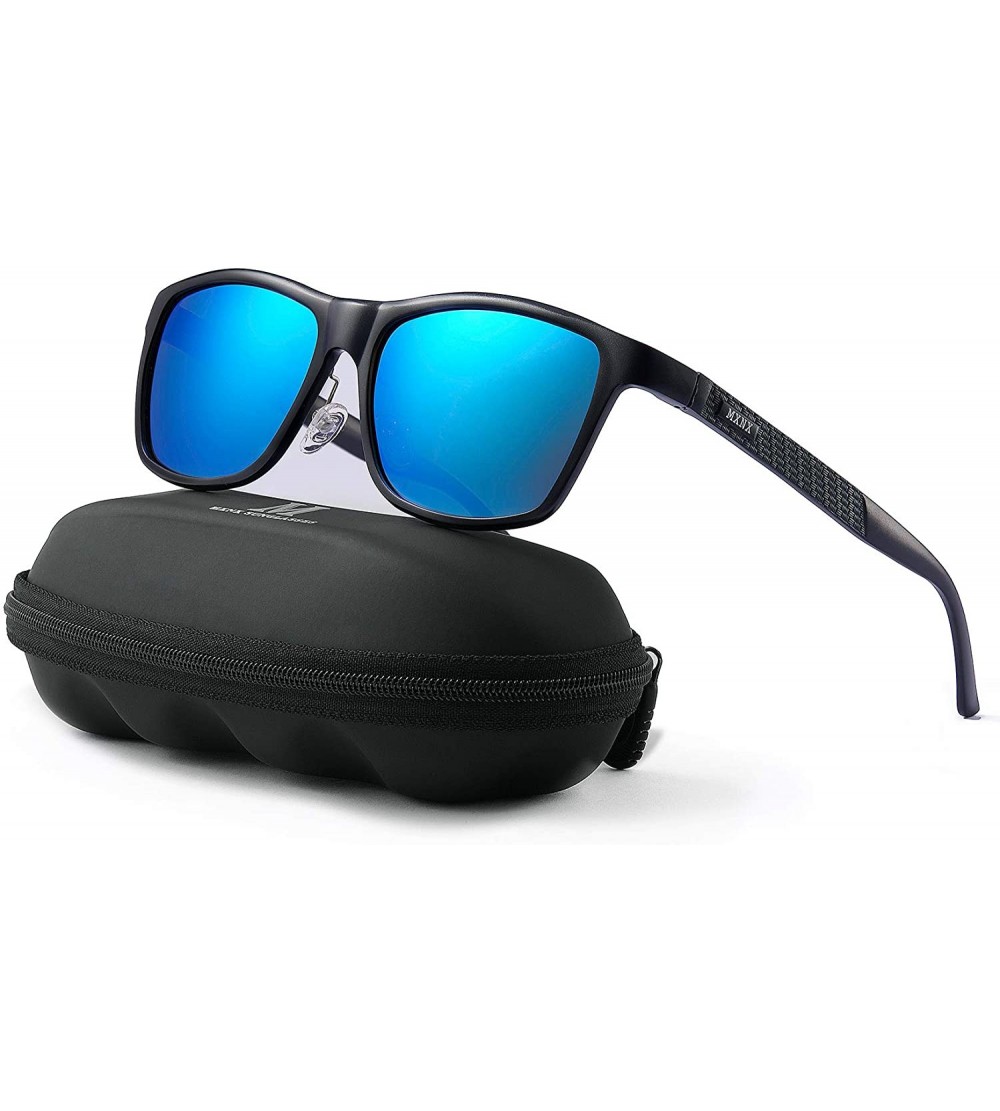 Sport Polarized Sunglasses Lightweight Rectangular - 3-black/Blue Mirror Lens - C7194WZC54T $20.50