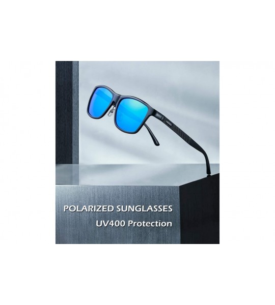 Sport Polarized Sunglasses Lightweight Rectangular - 3-black/Blue Mirror Lens - C7194WZC54T $20.50