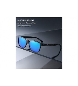 Sport Polarized Sunglasses Lightweight Rectangular - 3-black/Blue Mirror Lens - C7194WZC54T $20.50