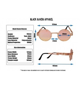 Round Black Raven Sunglasses for Men and Women UV400 Steampunk Vintage Retro Mirrored Reflective Metal - CD18C2IEWEA $33.30