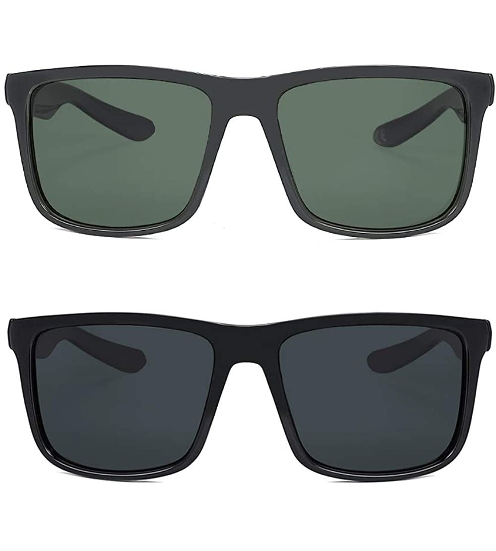 Oversized 2 Pack Square Polarized Sunglasses for Women Oversize Mirrored Lens with UV Protection Driving Sun glasses - CK1904...