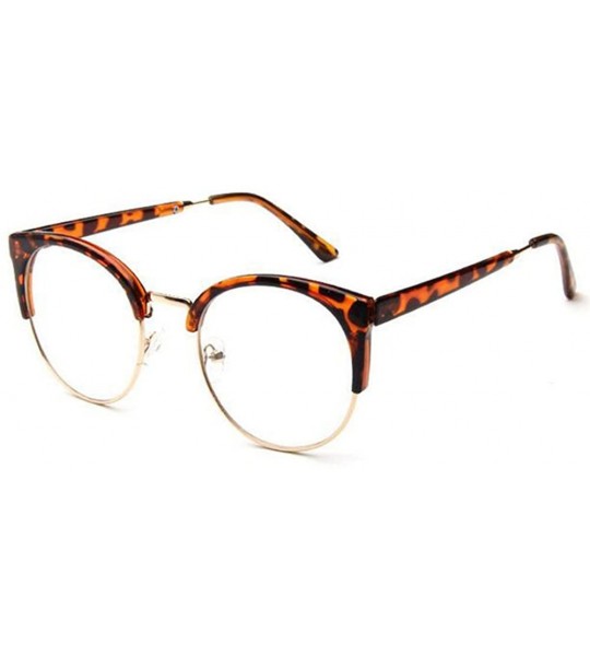 Oval Men Women Eyewear Vintage Retro Cat's eye Half Frame Clear Lens Glasses - Tofu - C418CKYERY7 $33.54