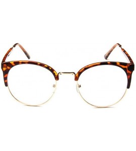 Oval Men Women Eyewear Vintage Retro Cat's eye Half Frame Clear Lens Glasses - Tofu - C418CKYERY7 $33.54