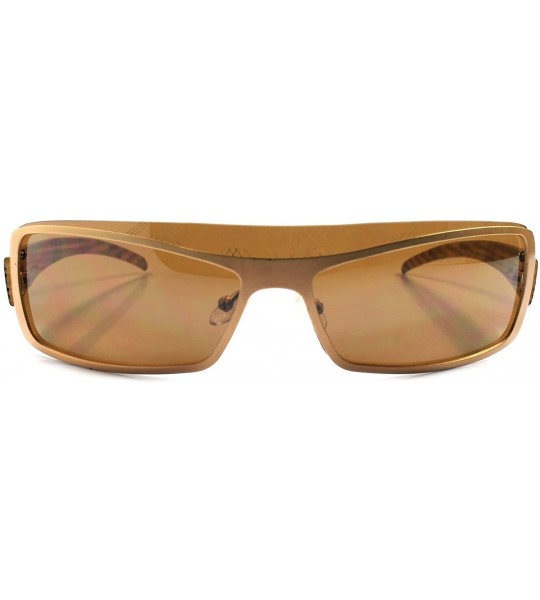 Wrap Unique Design Plaid Mens Womens Rectangle Wrap Sunglasses - Brown - C718938R5H9 $23.01