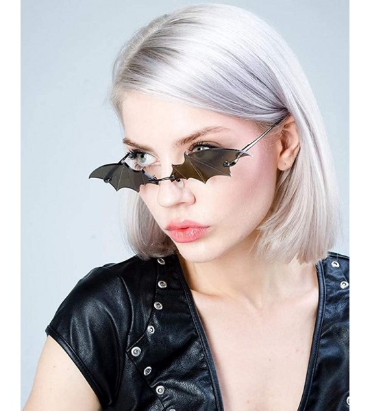 Semi-rimless Fashion men's women bat sunglasses vintage frameless Mirror Rimless Sun Glasses Unique Sunglasses UV400 - C91900...