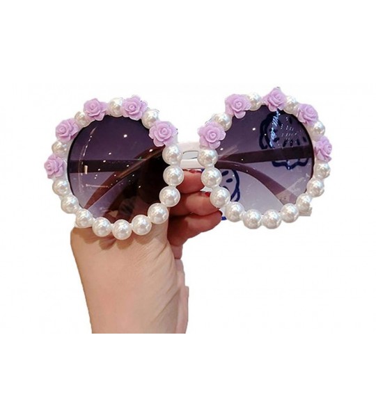 Round Women Fashion Beach Flower Decor Round Frame Sunglasses Sunglasses - Type 17 - CM199I46Z7E $66.42