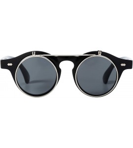 Goggle Sunglasses Men's Ladies Flip Up Lens U400 Protection Vintage Classic Steampunk Look - Black - C111CXWJ5D3 $19.20