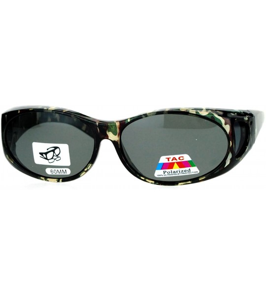 Oval Camo Print Anti Glare Polarized Fitover Sunglasses - Transparent Green - CN126EFZ2OF $23.17