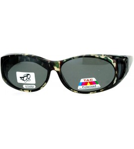 Oval Camo Print Anti Glare Polarized Fitover Sunglasses - Transparent Green - CN126EFZ2OF $23.17