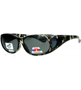 Oval Camo Print Anti Glare Polarized Fitover Sunglasses - Transparent Green - CN126EFZ2OF $23.17