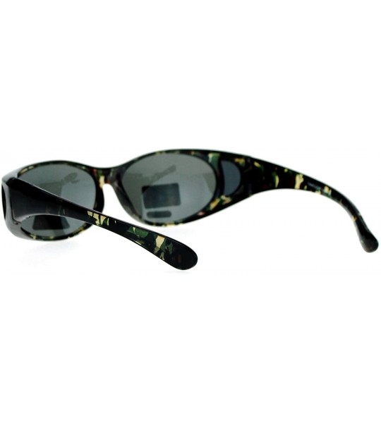 Oval Camo Print Anti Glare Polarized Fitover Sunglasses - Transparent Green - CN126EFZ2OF $23.17