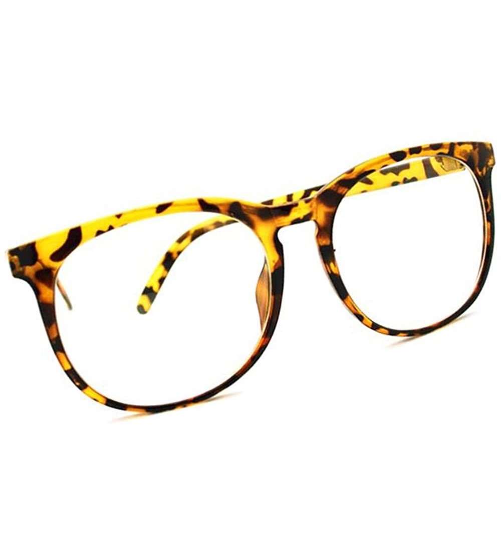 Round Large Round Nerdy Thin Frame Glasses Clear Lens - Tortoise - CD12NT4JW5B $17.30