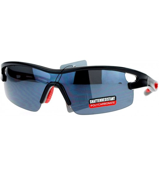 Sport Mens Sports Fashion Sunglasses Half Rim Soft Nose Comfort Shades - Black Red - C31297JOQJH $18.04