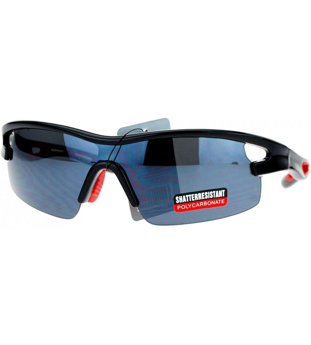 Sport Mens Sports Fashion Sunglasses Half Rim Soft Nose Comfort Shades - Black Red - C31297JOQJH $18.04