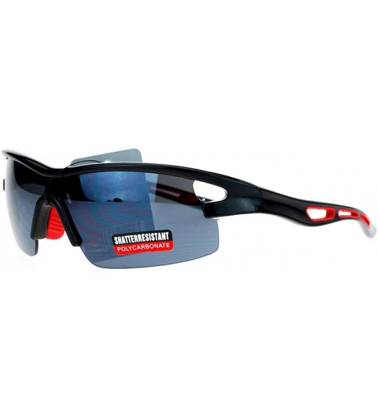 Sport Mens Sports Fashion Sunglasses Half Rim Soft Nose Comfort Shades - Black Red - C31297JOQJH $18.04