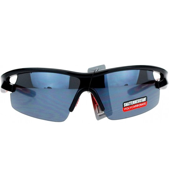 Sport Mens Sports Fashion Sunglasses Half Rim Soft Nose Comfort Shades - Black Red - C31297JOQJH $18.04