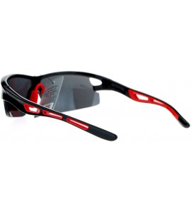 Sport Mens Sports Fashion Sunglasses Half Rim Soft Nose Comfort Shades - Black Red - C31297JOQJH $18.04