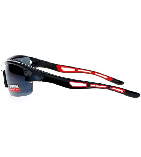 Sport Mens Sports Fashion Sunglasses Half Rim Soft Nose Comfort Shades - Black Red - C31297JOQJH $18.04