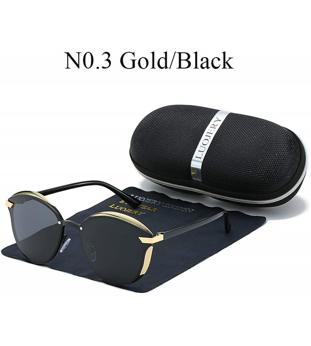 Oversized Luxury Brand Cateye Polarized Sunglasses Women Vintage designer Cat Eye Ladies Sun Glasses - N0.9 Gold Gray - CN18W...