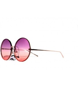 Oversized SIMPLE Oversize Round Two Tone Color Fashion Sunglasses for Women - Purple Red - C618ZTUIS3M $23.66