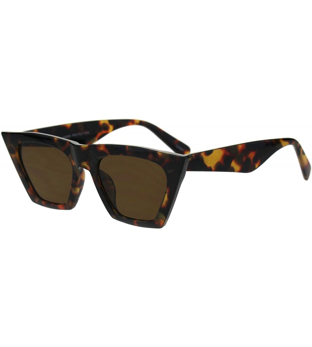 Rectangular Trapezoid Cateye Frame Sunglasses Womens Chic Fashion Shades UV 400 - Tortoise (Brown) - CH18NDN9T7X $19.46