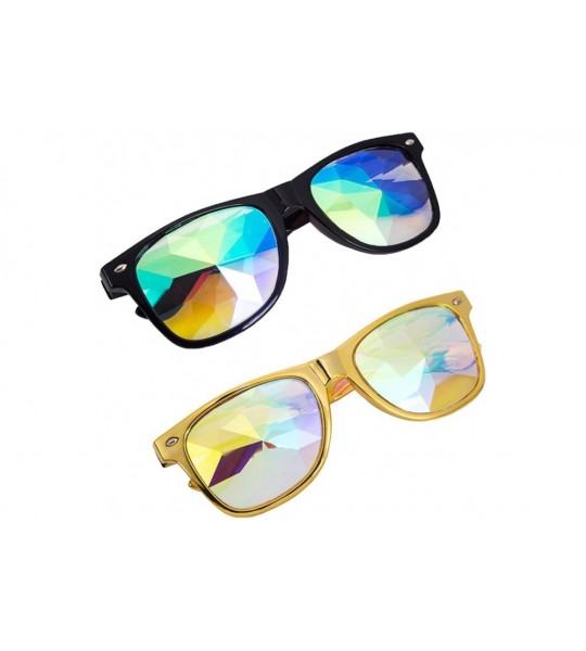 Goggle Kaleidoscope Glasses Festival Cosplay Rainbow Prism Sunglasses Goggles - black+yellow(square) - CP18QZXG9L0 $29.05