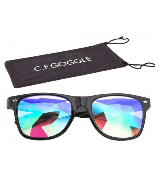 Goggle Kaleidoscope Glasses Festival Cosplay Rainbow Prism Sunglasses Goggles - black+yellow(square) - CP18QZXG9L0 $29.05