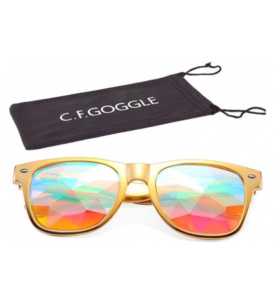 Goggle Kaleidoscope Glasses Festival Cosplay Rainbow Prism Sunglasses Goggles - black+yellow(square) - CP18QZXG9L0 $29.05