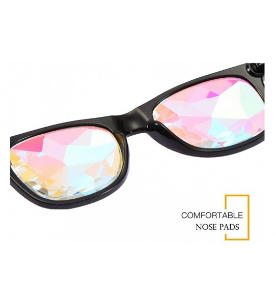 Goggle Kaleidoscope Glasses Festival Cosplay Rainbow Prism Sunglasses Goggles - black+yellow(square) - CP18QZXG9L0 $29.05