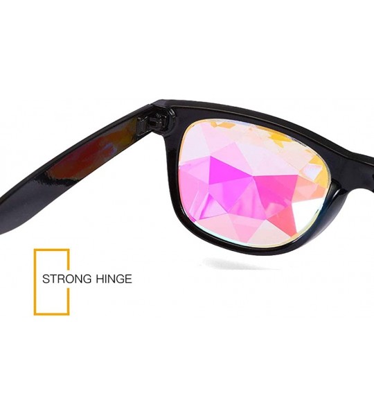 Goggle Kaleidoscope Glasses Festival Cosplay Rainbow Prism Sunglasses Goggles - black+yellow(square) - CP18QZXG9L0 $29.05