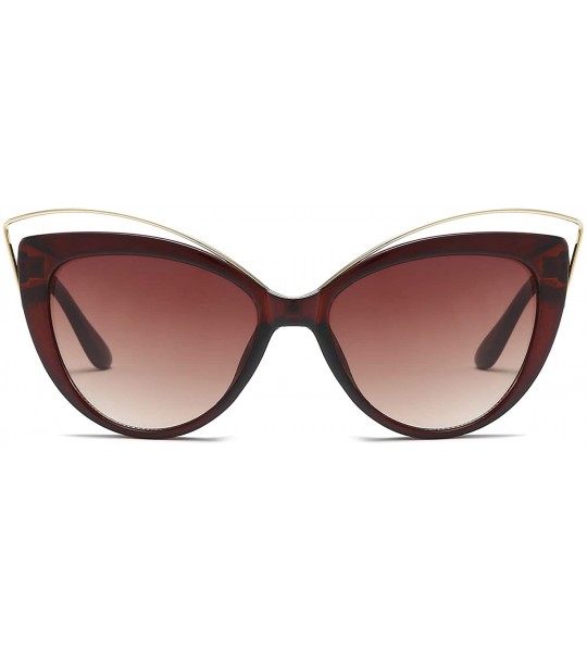 Wrap Retro Fashion Sunglasses Non-Polarized Personality Anti-UV Eyewear Casual Sunglasses - Tea - CR18A4ZUGYM $19.06