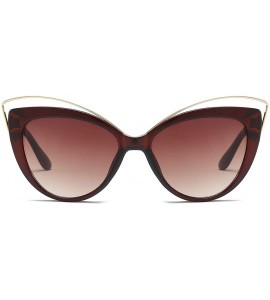 Wrap Retro Fashion Sunglasses Non-Polarized Personality Anti-UV Eyewear Casual Sunglasses - Tea - CR18A4ZUGYM $19.06