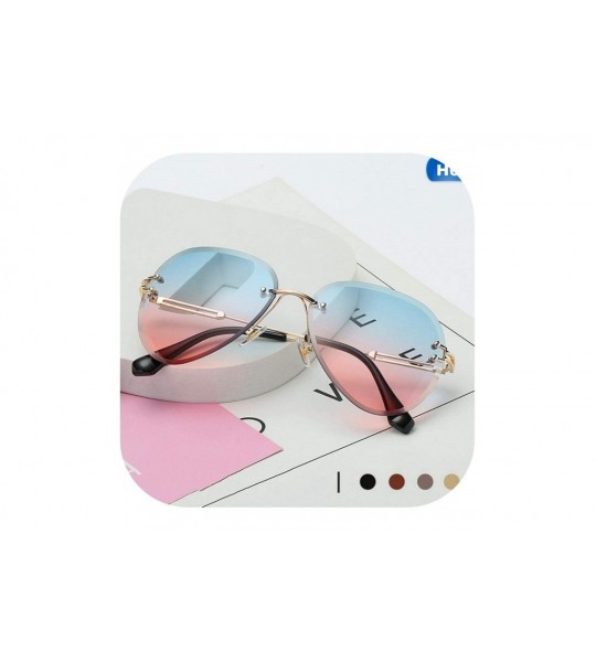 Rimless RimlSunglasses Women Sun Glasses Gradient Shades Cutting Lens FramelMetal Eyeglasses UV400 - 2 - CB197Y76RO5 $32.12