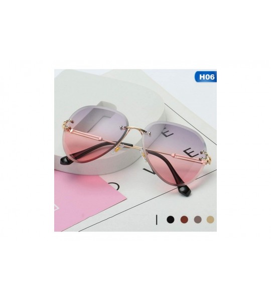 Rimless RimlSunglasses Women Sun Glasses Gradient Shades Cutting Lens FramelMetal Eyeglasses UV400 - 2 - CB197Y76RO5 $32.12