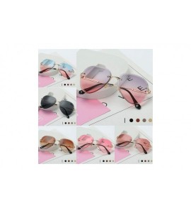 Rimless RimlSunglasses Women Sun Glasses Gradient Shades Cutting Lens FramelMetal Eyeglasses UV400 - 2 - CB197Y76RO5 $32.12