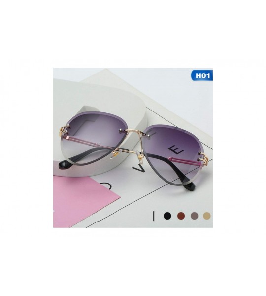 Rimless RimlSunglasses Women Sun Glasses Gradient Shades Cutting Lens FramelMetal Eyeglasses UV400 - 2 - CB197Y76RO5 $32.12