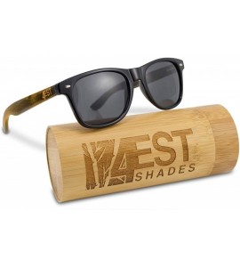 Rectangular Bamboo Sunglasses - 100% Polarized Wood Shades for Men & Women from the"50/50" Collection - Burnt Bamboo - CI18DT...