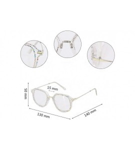 Cat Eye Sparkling Crystal Round Sunglasses UV Protection Rhinestone Sunglasses - Transparent - C7192E05RNC $28.91