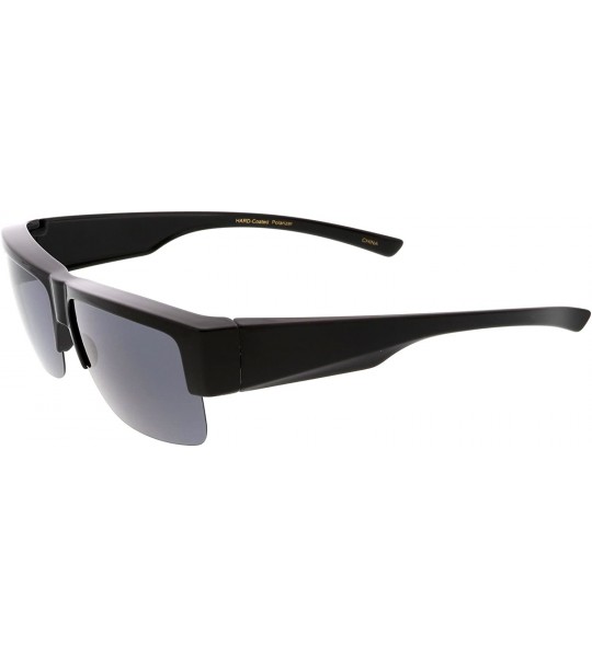 Oversized Large Wide Arms Semi Rimless Polarized Lens Rectangle Sunglasses 65mm - Black / Smoke - CW184S4KAIL $27.95