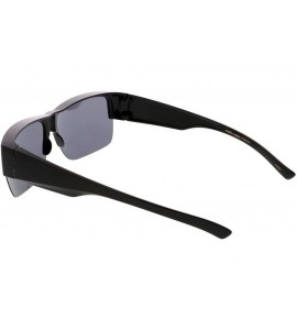 Oversized Large Wide Arms Semi Rimless Polarized Lens Rectangle Sunglasses 65mm - Black / Smoke - CW184S4KAIL $27.95