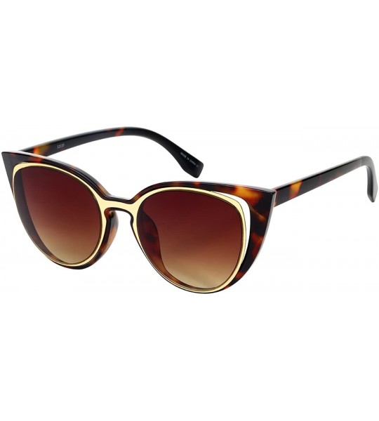 Cat Eye Vintage Inspired Cut Out Cat Eye Sunnies W/Gradient Lens 32155-AP - Demi+matte Gold - C212IK3BFXB $18.58