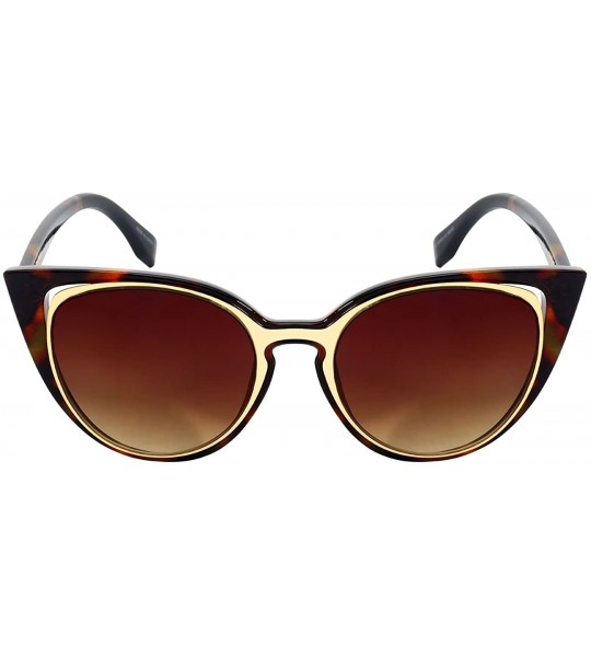 Cat Eye Vintage Inspired Cut Out Cat Eye Sunnies W/Gradient Lens 32155-AP - Demi+matte Gold - C212IK3BFXB $18.58