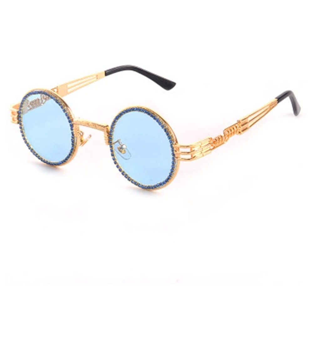 Round Rhinestone Retro Round Diamond Sunglasses Women's Multicolor Lenses - 4 - CD190HCH0ML $63.41