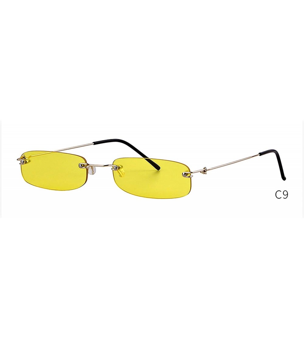 Oversized Small Orange RimlRectangle Sunglasses Men Women 90s Designer Tiny Narrow FramelTint Sun Glasses Shades - C9 - CA198...