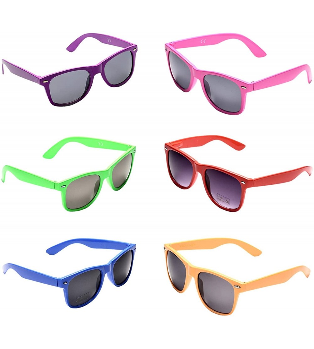 Wayfarer 10 Packs UV Protection Neon Colors 80's Retro Style Party Favors Sunglasses - 6 Pack Sunglasses - CC18CGTX2S3 $20.12