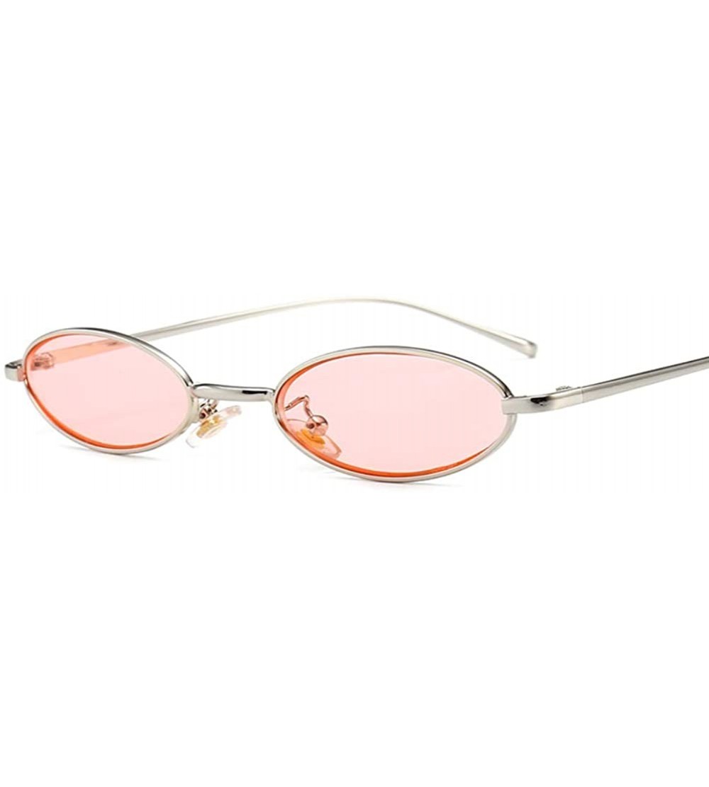 Oval Vintage Oval Sunglasses for Women Slender Metal Frame Candy Colors - Pink - CN18E4TS0ZN $20.81
