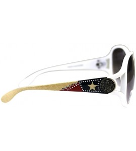 Oval Lone Star Texas Flag USA Patriotic Bling Sunglasses Navy White Red - Texas White - CJ18CX0ZE6E $46.91