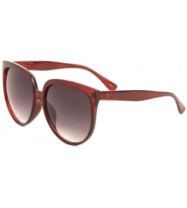 Round Oversized Retro Thick Brow Round Cat Eye Sunglasses - Red Crystal - CW197S89S80 $26.52